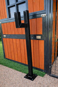 Black Freestanding Metal Garden Hose Holder with Ground Stakes, 100 ft